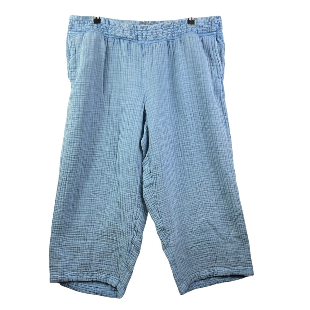 Pure J Jill Gauzy Cullotte Ankle Pants Womens XL Blue Cotton